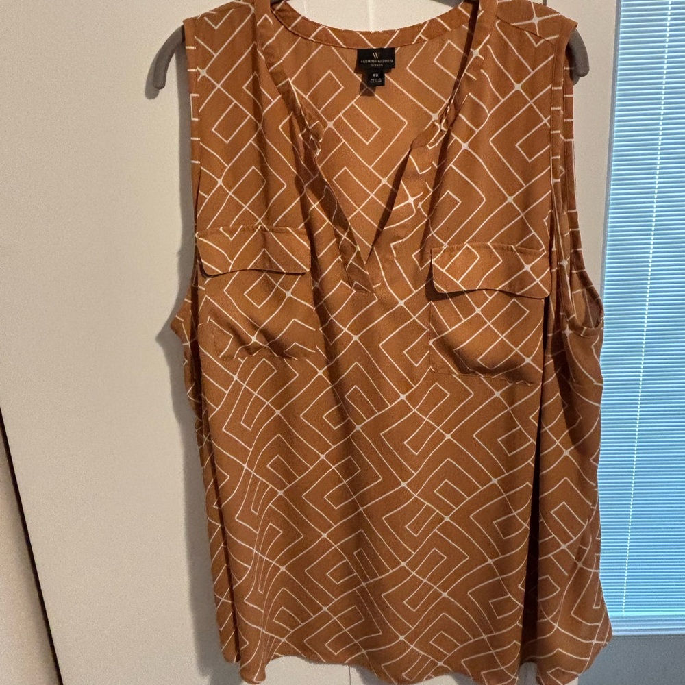 Worthington Brown Tan Sleeveless Boxy Blouse